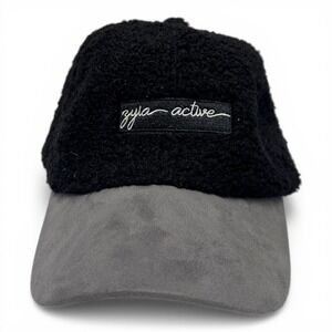 Zyia Active Baseball Cap Men One Size Black Grey Excellent Sherpa Fleece Suede